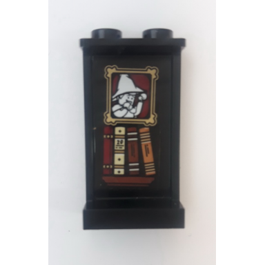 black panel 1 x 2 x 3 with side supports - hollow studs with picture 4 books and 20 pattern sticker - set 75948