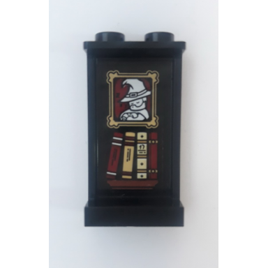 black panel 1 x 2 x 3 with side supports - hollow studs with picture 4 books and 17 pattern sticker - set 75948
