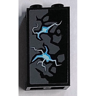 black panel 1 x 2 x 3 with side supports - hollow studs with stone and energy pattern model left side sticker - set 70356