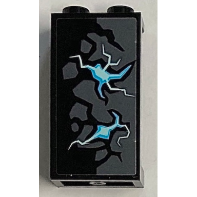 black panel 1 x 2 x 3 with side supports - hollow studs with stone and energy pattern model right side sticker - set 70356