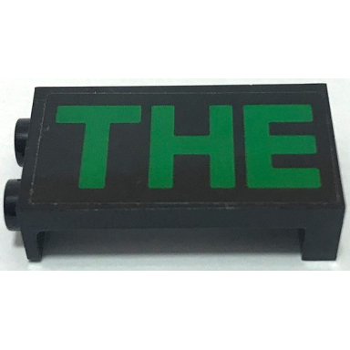 black panel 1 x 2 x 3 with side supports - hollow studs with green the pattern sticker - set 70922
