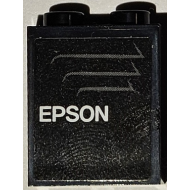 black panel 1 x 2 x 2 with side supports - hollow studs with white epson and dark bluish gray air vent pattern model left side sticker - set 75883