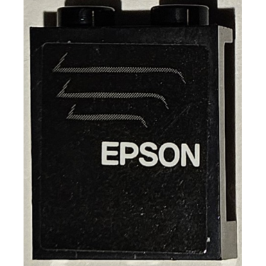 black panel 1 x 2 x 2 with side supports - hollow studs with white epson and dark bluish gray air vent pattern model right side sticker - set 75883