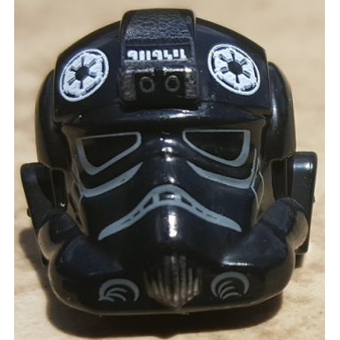 black minifigure headgear helmet sw stormtrooper type 2 tie fighter pilot pattern 3