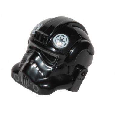 black minifigure headgear helmet sw stormtrooper type 2 tie bomber pilot with white imperial logo pattern