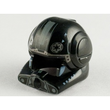 black minifigure headgear helmet sw clone pilot with open visor and sand blue and medium blue markings pattern