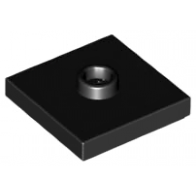 black plate modified 2 x 2 with groove and 1 stud in center jumper