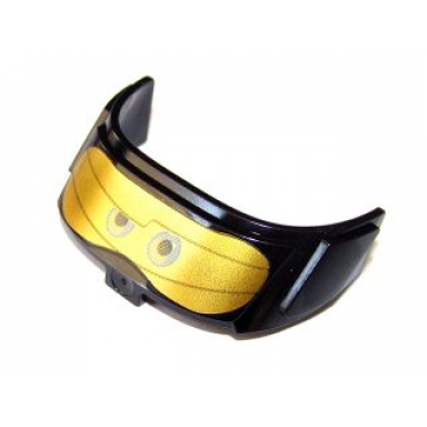 black glass for aircraft fuselage curved forward 6 x 10 top with blue eyes and gold goggles pattern