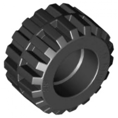 black tire 21mm d x 12mm - offset tread small wide band around center of tread