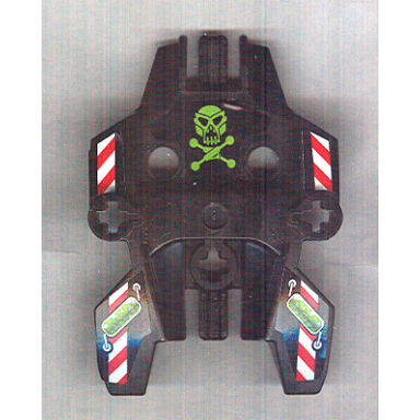 black hero factory shield type 1 with lime skull and crossbones red and white danger stripes pattern stickers - set 7156