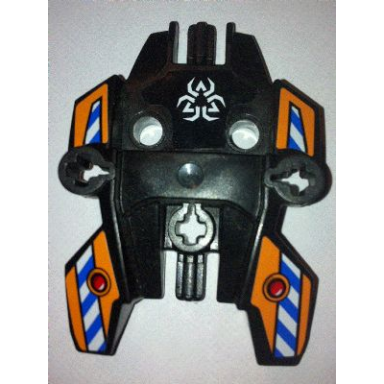black hero factory shield type 1 with rotor and blue and white danger stripes on orange background pattern stickers - set 7162