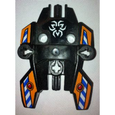black hero factory shield type 1 with rotor inverted and blue and white danger stripes on orange background pattern stickers - set 7162