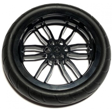 black wheel 75mm d x 17mm motorcycle with black tire 94.2mm d x 22mm motorcycle racing tread 88517 88516