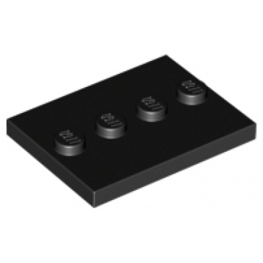 black tile modified 3 x 4 with 4 studs in center