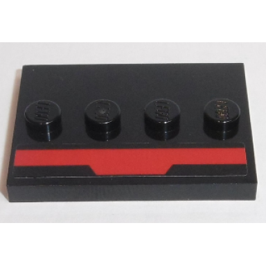 black tile modified 3 x 4 with 4 studs in center with red stripe pattern sticker - set 75190