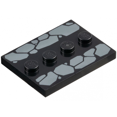 black tile modified 3 x 4 with 4 studs in center with dark bluish gray cobblestones pattern