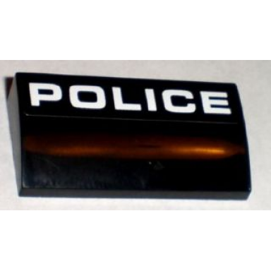black slope curved 2 x 4 x 2 3 with bottom tubes with white police pattern sticker - set 8211