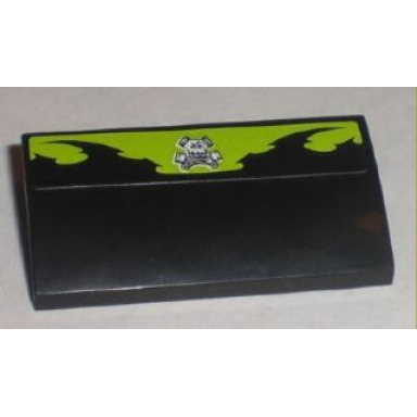 black slope curved 2 x 4 x 2 3 with bottom tubes with pistons skull logo pattern sticker - set 8211