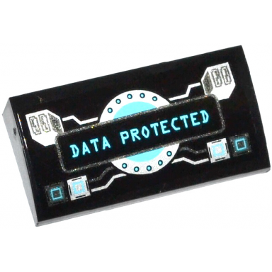 black slope curved 2 x 4 x 2 3 with bottom tubes with computer components and data protected pattern sticker - set 70161