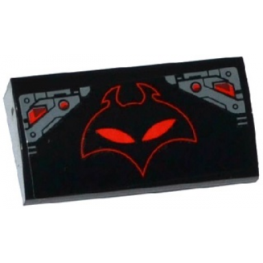 black slope curved 2 x 4 x 2 3 with bottom tubes with red manta head and armor plates pattern sticker - set 76027
