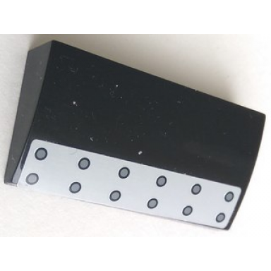 black slope curved 2 x 4 x 2 3 with bottom tubes with light bluish gray panel with 12 rivets pattern sticker - set 79116