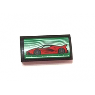 black slope curved 2 x 4 x 2 3 with bottom tubes with red ferrari on green and white background pattern sticker - set 75882