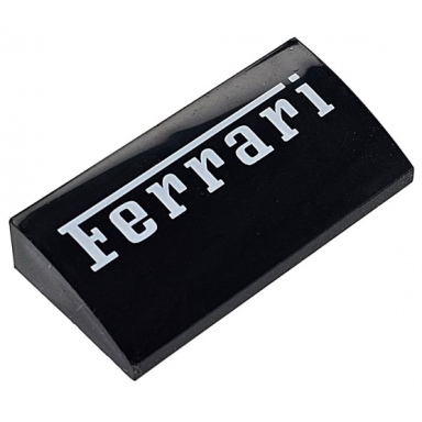 black slope curved 2 x 4 x 2 3 with bottom tubes with white ferrari pattern