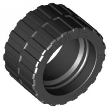 black tire 24 x 14 shallow tread band around center of tread