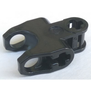 black technic axle connector 2 x 3 with ball joint socket - closed sides angled forks with open axle holes