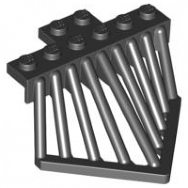 black train cow catcher 2 x 6 with sloped bars