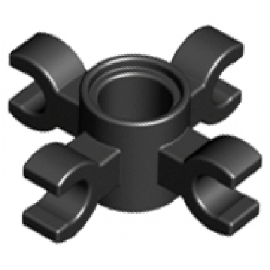 black technic pin connector round with 4 clips horizontal grip