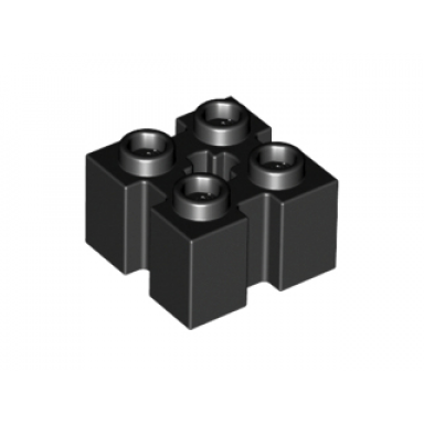 black brick modified 2 x 2 with channels and axle hole