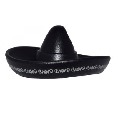 black minifigure headgear hat mexican sombrero with silver ornate trim narrow pattern