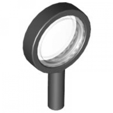 black minifigure utensil magnifying glass with removable trans-clear lens