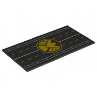 black tile 8 x 16 with bottom tubes textured surface with runway and shield logo pattern