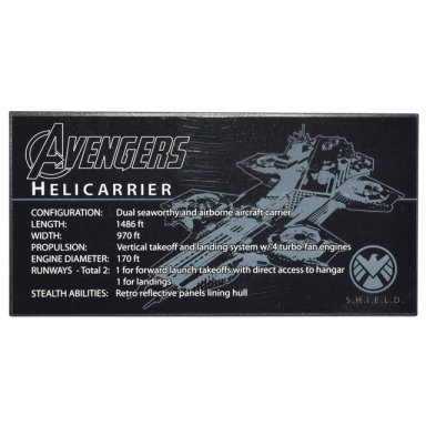 black tile 8 x 16 with bottom tubes textured surface with avengers helicarrier pattern sticker - set 76042