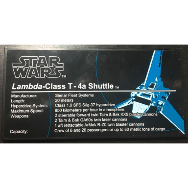 black tile 8 x 16 with bottom tubes textured surface with star wars lambda-class t-4a shuttle pattern sticker - set 10212