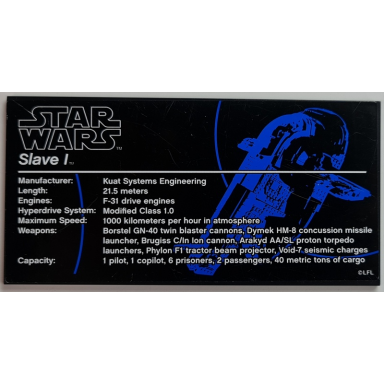 black tile 8 x 16 with bottom tubes textured surface with star wars slave i - tractor version pattern sticker - set 75060