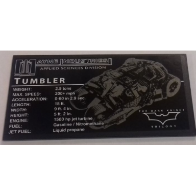 black tile 8 x 16 with bottom tubes textured surface with wayne industries applied sciences division tumbler and vehicle specifications pattern sticker - set 76023