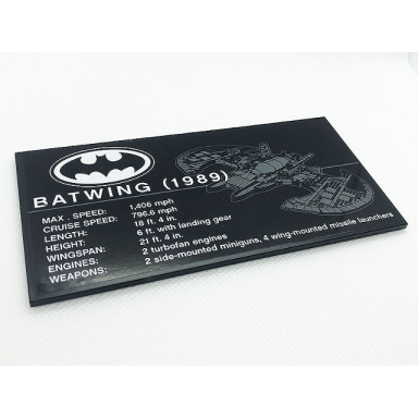 black tile 8 x 16 with bottom tubes textured surface with batman logo batwing 1989 pattern sticker - set 76161