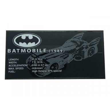 black tile 8 x 16 with bottom tubes textured surface with batman logo batmobile 1989 pattern sticker - set 76139