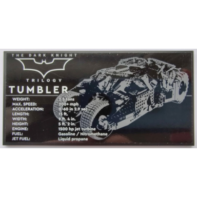 black tile 8 x 16 with bottom tubes textured surface with batman logo the dark knight trilogy and tumbler pattern sticker - set 76240