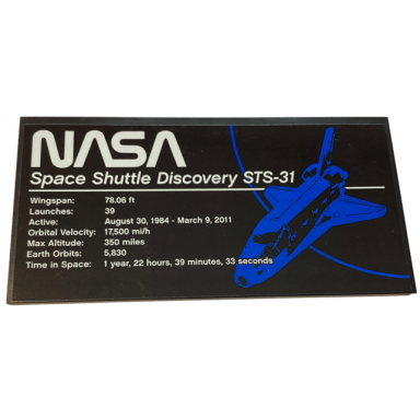 black tile 8 x 16 with bottom tubes textured surface with space shuttle discovery sts-31 pattern sticker - set 10283