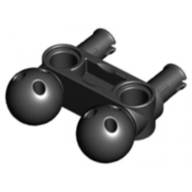 black technic pin connector perpendicular 3l with 2 pins and 2 ball joints