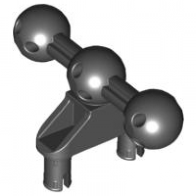 black technic pin connector perpendicular 3l with 2 pins 2 ball joint on axle