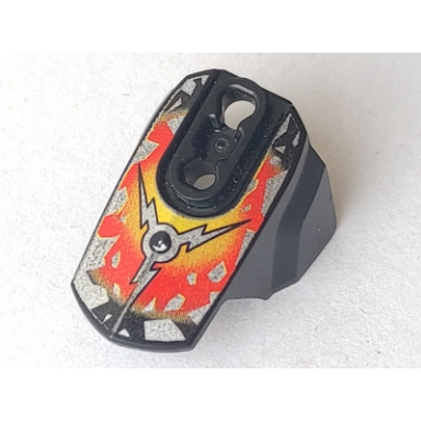 black hero factory armor with ball joint socket - size 4 with fire and silver triple lightning bolt pattern drilldozer