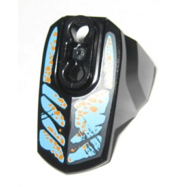 black hero factory armor with ball joint socket - size 4 with medium azure stripes and orange spots beast scales pattern