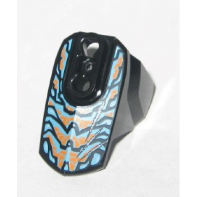 black hero factory armor with ball joint socket - size 4 with blue spread wings and orange spots beast pattern