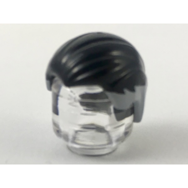 black minifigure hair combed front to rear with light bluish gray temples and back pattern