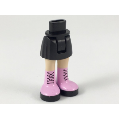black mini doll hips and skirt light nougat legs and long bright pink boots with black laces and soles pattern - thick hinge